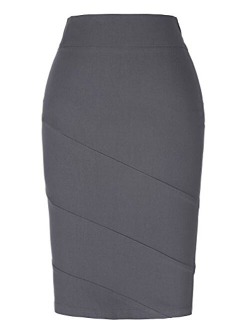 Kate Kasin Women's Knee Length Pencil Skirts Slim Fit Business Skirt