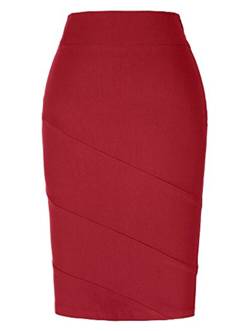 Kate Kasin Women's Knee Length Pencil Skirts Slim Fit Business Skirt