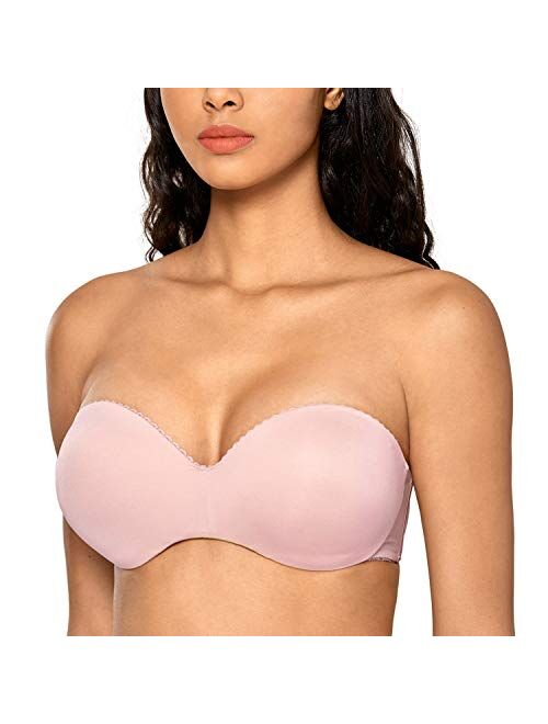 DOBREVA Women's Strapless Push Up Bra Padded Underwire Multiway Bra