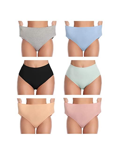 Womens Underwear Cotton High Waist Soft Breathable Stretchy Briefs Comfortable Panties for Ladies(Multicolor)