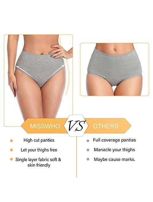 Womens Underwear Cotton High Waist Soft Breathable Stretchy Briefs Comfortable Panties for Ladies(Multicolor)