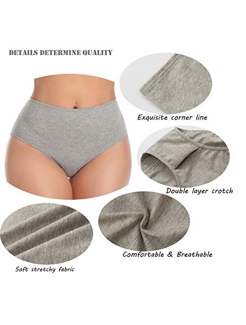 Womens Underwear Cotton High Waist Soft Breathable Stretchy Briefs Comfortable Panties for Ladies(Multicolor)