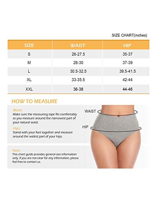 Womens Underwear Cotton High Waist Soft Breathable Stretchy Briefs Comfortable Panties for Ladies(Multicolor)