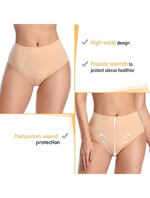 Womens Underwear Cotton High Waist Soft Breathable Stretchy Briefs Comfortable Panties for Ladies(Multicolor)