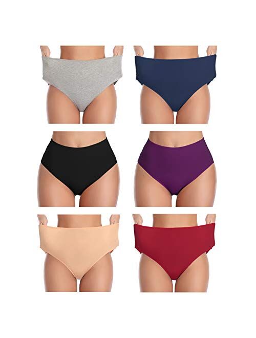 Womens Underwear Cotton High Waist Soft Breathable Stretchy Briefs Comfortable Panties for Ladies(Multicolor)