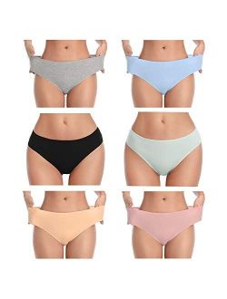 Underwear Women Cotton Soft Bikini Panties Breathable Stretchy Hipster Low Waist Briefs for Ladies (Multicolor)