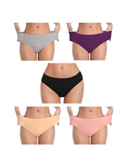 Underwear Women Cotton Soft Bikini Panties Breathable Stretchy Hipster Low Waist Briefs for Ladies (Multicolor)