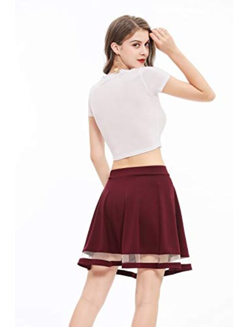 Wedtrend Women's Basic Versatile Stretchy A-line Flared Casual Mini Skater Skirt