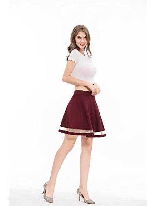 Wedtrend Women's Basic Versatile Stretchy A-line Flared Casual Mini Skater Skirt