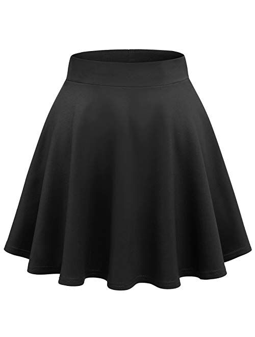 Wedtrend Women's Basic Versatile Stretchy A-line Flared Casual Mini Skater Skirt