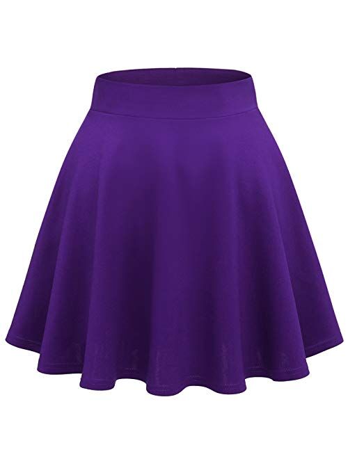 Wedtrend Women's Basic Versatile Stretchy A-line Flared Casual Mini Skater Skirt