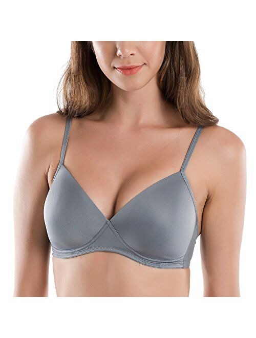 DELIMIRA Women's Lightly Padded Smooth Wirefree Triangle Contour T Shirt Bra