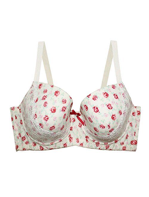 MIERSIDE Women's Plus Size Sexy Printing Demi Bra