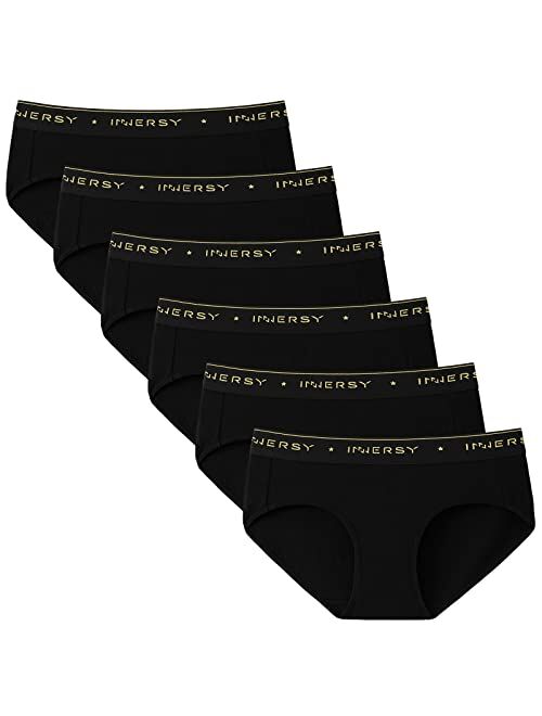 Innersy Women's Briefs Panties Low Rise Cotton Hipster Underwear Pack of 6