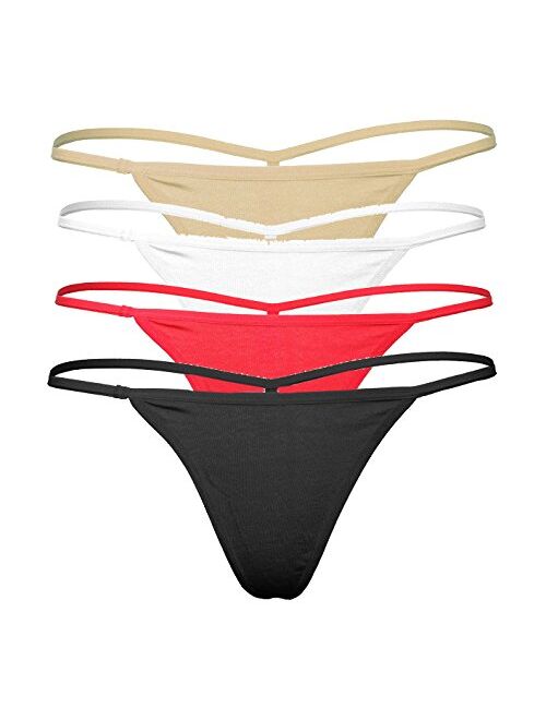 Cotton Whisper Women Sexy Cotton G-String V-String Panties 4 Pack