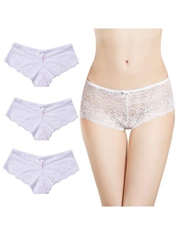 AmorFati Womens Bikini Panties Soft Lace Cheeky No Panty Line Bikini Underwear Seamless Briefs 6-Pack