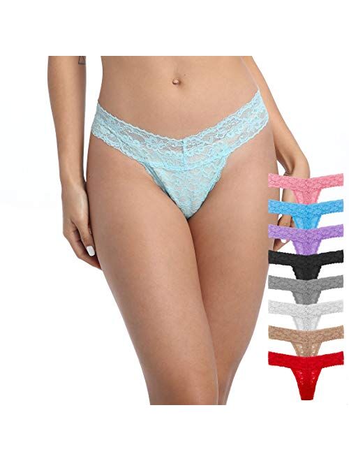 Pmrxi Pack of 10 G String Underwear for Women, Assorted Different Lace Pattern & Colors