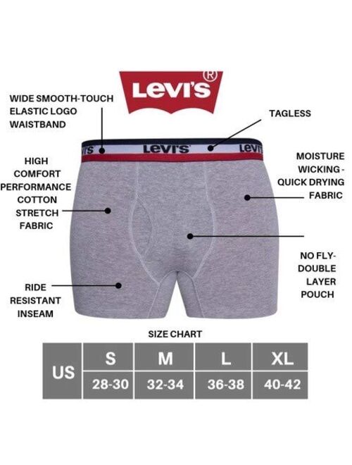 Levi's Mens Stretch Boxer Brief Underwear Breathable Stretch Underwear 4 Pack