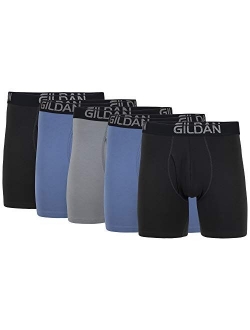 Men's Cotton Solid Elastic Waist Stretch Long Regular Leg Boxer Brief