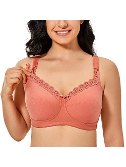 Gratlin Women's Cotton Wirefree Soft Plus Size Maternity Nursing Bra with Lace