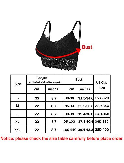 Duufin 6 Pieces Lace Bralettes with Straps Removable Pads for Women Girls