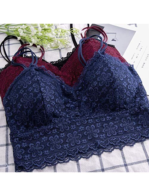 Duufin 6 Pieces Lace Bralettes with Straps Removable Pads for Women Girls