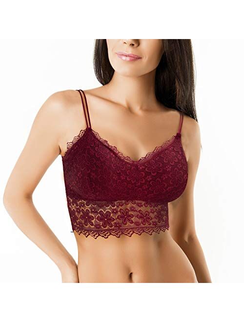 Duufin 6 Pieces Lace Bralettes with Straps Removable Pads for Women Girls