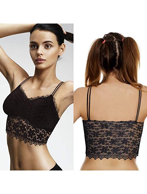 Duufin 6 Pieces Lace Bralettes with Straps Removable Pads for Women Girls