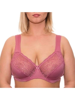 Wide Strap Bra Plus Size Full Coverage Underwire Support Panels 34 36 38 40 42 44 46 / C D E F G H I J