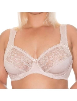 Wide Strap Bra Plus Size Full Coverage Underwire Support Panels 34 36 38 40 42 44 46 / C D E F G H I J