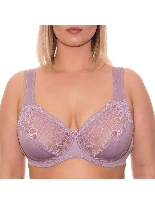 Wide Strap Bra Plus Size Full Coverage Underwire Support Panels 34 36 38 40 42 44 46 / C D E F G H I J