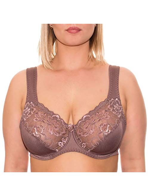 Wide Strap Bra Plus Size Full Coverage Underwire Support Panels 34 36 38 40 42 44 46 / C D E F G H I J