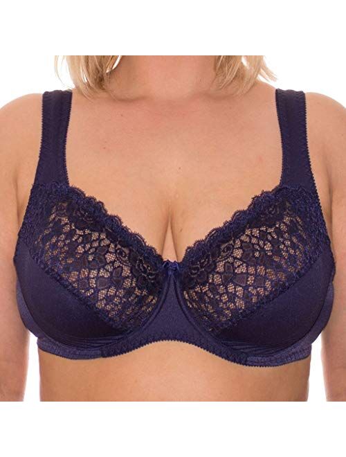 Wide Strap Bra Plus Size Full Coverage Underwire Support Panels 34 36 38 40 42 44 46 / C D E F G H I J