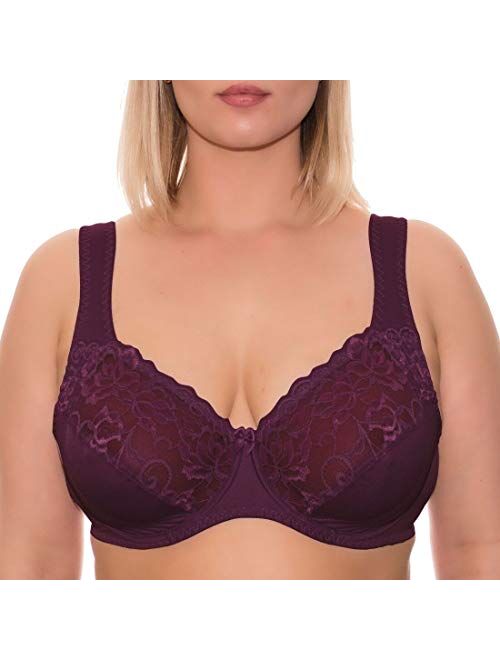 Wide Strap Bra Plus Size Full Coverage Underwire Support Panels 34 36 38 40 42 44 46 / C D E F G H I J