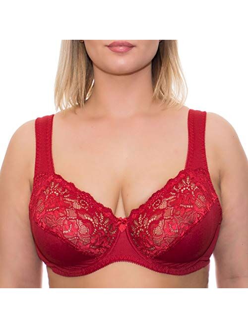 Wide Strap Bra Plus Size Full Coverage Underwire Support Panels 34 36 38 40 42 44 46 / C D E F G H I J