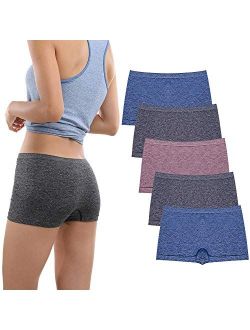 Womens Boyshort Underwear Seamless Panties No Show Boxer Briefs 5 Pack