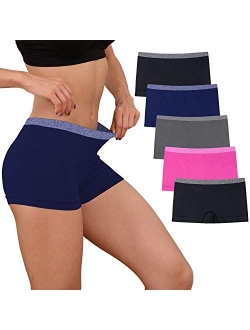 Womens Boyshort Underwear Seamless Panties No Show Boxer Briefs 5 Pack