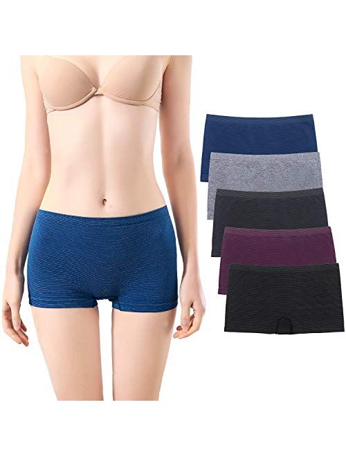 Womens Boyshort Underwear Seamless Panties No Show Boxer Briefs 5 Pack