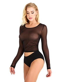 JnZeBly Womens Sheer See-Through Gauze Crop Tops