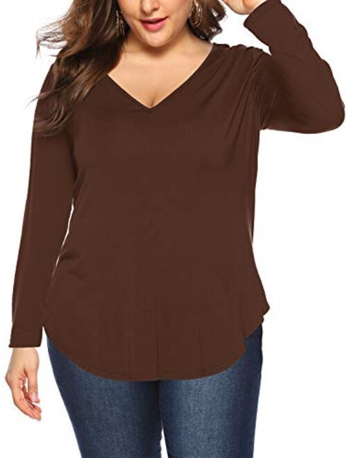 Amoretu Womens Plus Size Tunic Tops Short Sleeve V-Neck T-Shirt Casual Blouse