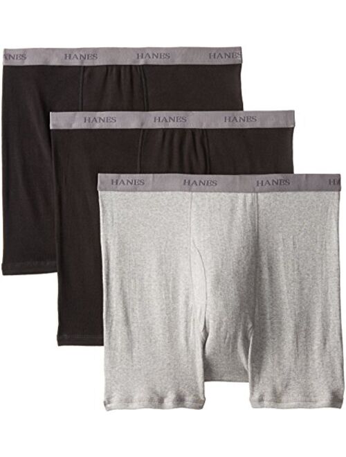 Hanes Men's Cotton Solid Elastic Waist Big Boxer Brief (Pack of 3)