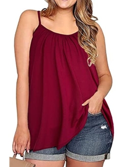 JOELLYUS Tank Tops for Women Spaghetti Strap Cami Plus Size Tunic Blouses