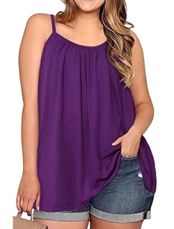 JOELLYUS Tank Tops for Women Spaghetti Strap Cami Plus Size Tunic Blouses