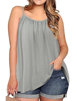 JOELLYUS Tank Tops for Women Spaghetti Strap Cami Plus Size Tunic Blouses