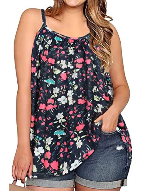 JOELLYUS Tank Tops for Women Spaghetti Strap Cami Plus Size Tunic Blouses