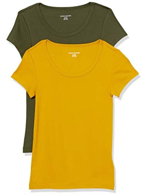 Amazon Essentials Women's 2-Pack Slim-Fit Cap-Sleeve Scoopneck T-Shirt