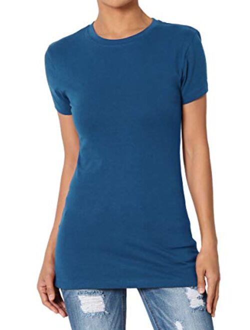 TheMogan Basic Round Crew Neck Short Sleeve T-Shirts Stretch Cotton Spandex Tee