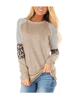 Rdfmy Women's Lace Long Sleeve Tops Casual Round Neck Top Blouses