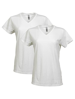 Women's Heavy Cotton V-Neck T-Shirt, 2-Pack