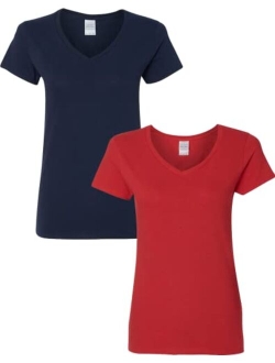 Women's Heavy Cotton V-Neck T-Shirt, 2-Pack